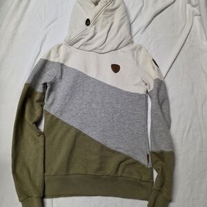 Wanakome Cream Hoodie with Leather Patch